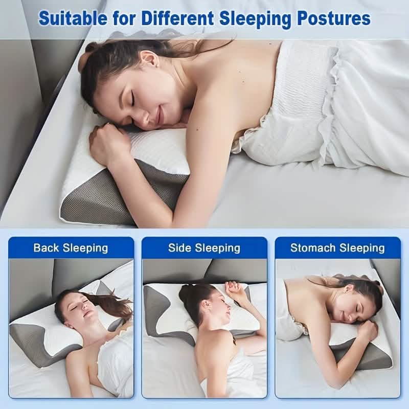 Ergonomic Memory Foam Neck Pillow – Slow Rebound, Back & Side Sleeper